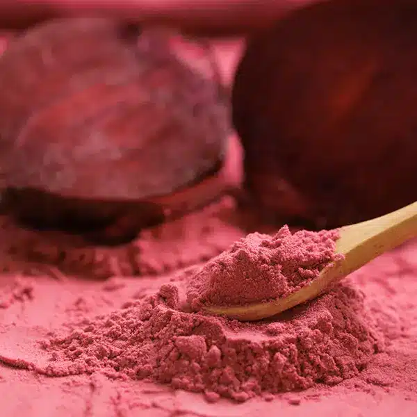 Closeup of Beet Root powder, a nutritional supplement ingredient